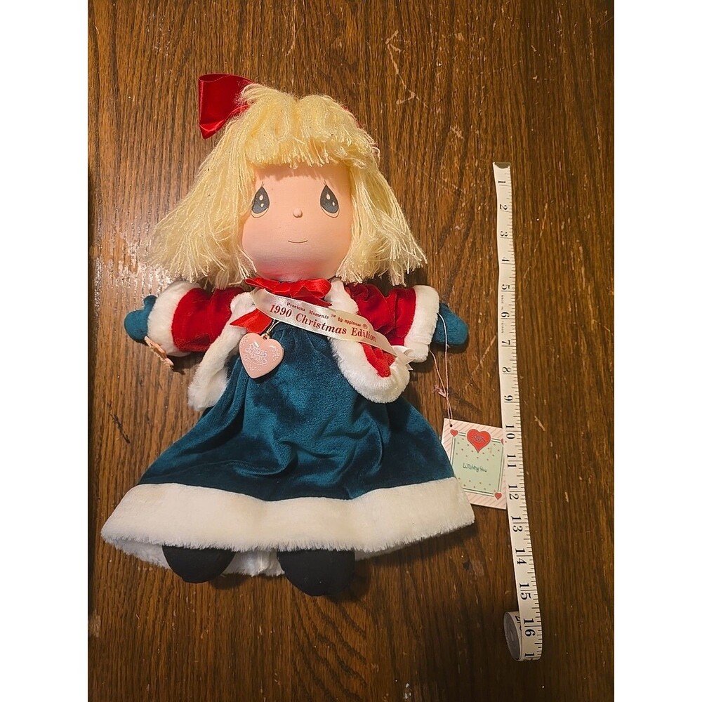 Vintage Applause 1990 Christmas Edition Precious Moments Doll Pink Heart 15”